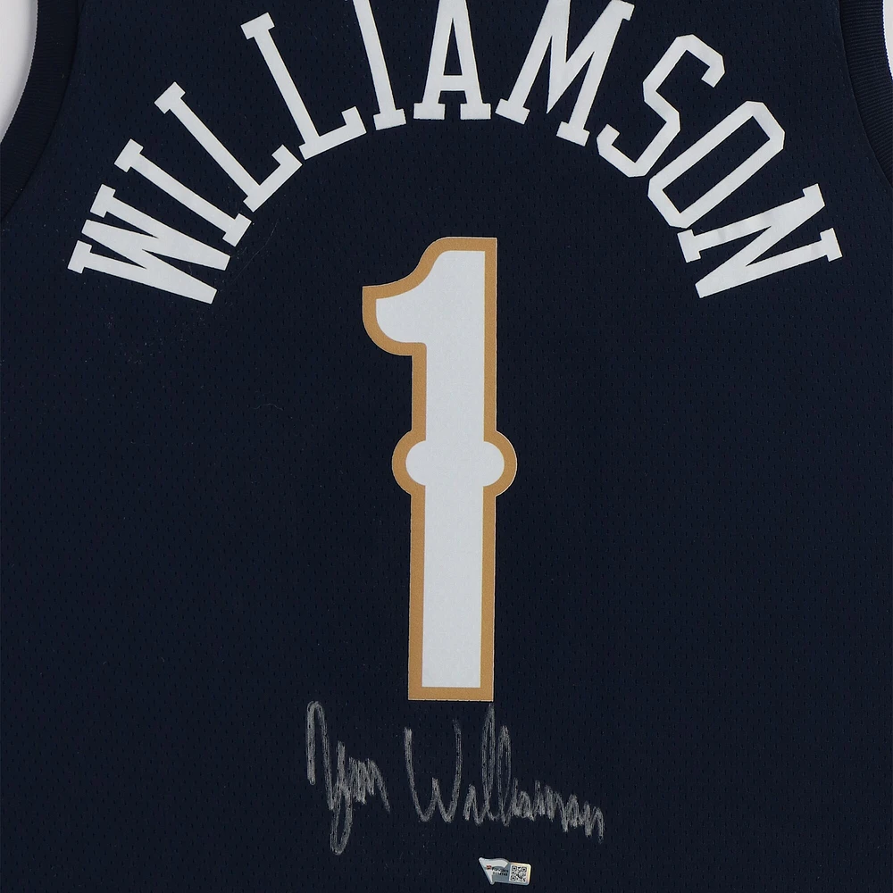 Zion Williamson New Orleans Pelicans Autographed Framed Navy Nike Swingman Jersey with Sublimated Plate