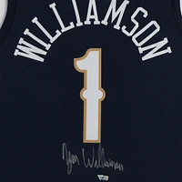 Zion Williamson New Orleans Pelicans Autographed Framed Navy Nike Swingman Jersey with Sublimated Plate