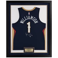 Zion Williamson New Orleans Pelicans Autographed Framed Navy Nike Swingman Jersey with Sublimated Plate