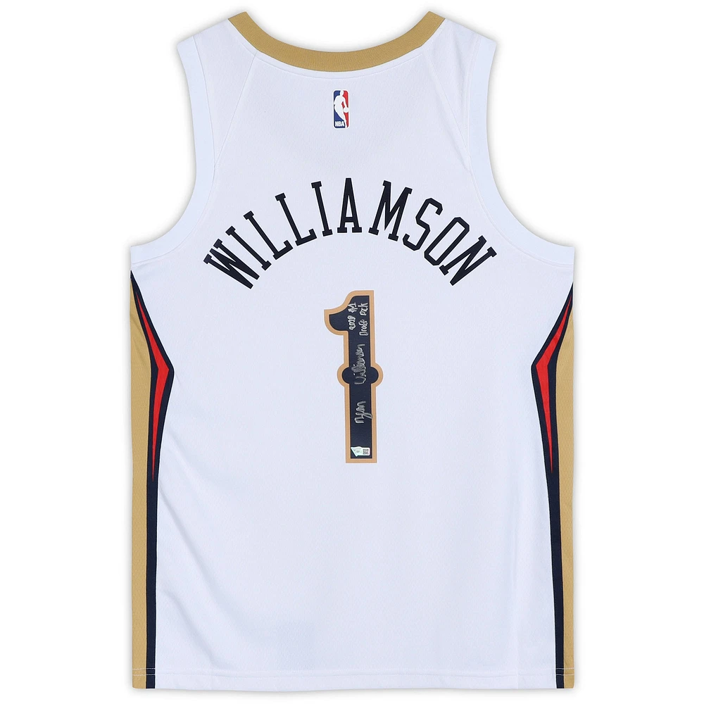 Zion Williamson New Orleans Pelicans Autographed White Nike Swingman Jersey with "2019 #1 Draft Pick" Inscription