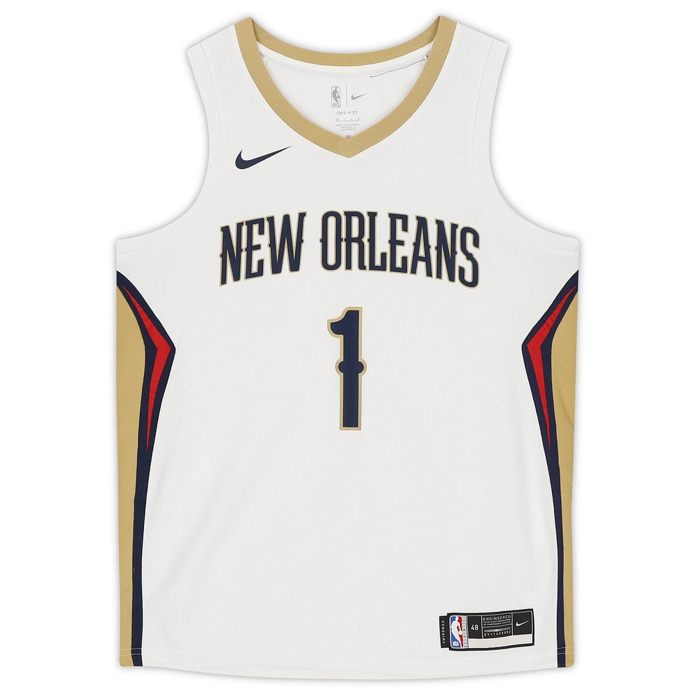 Zion Williamson New Orleans Pelicans Autographed White Nike Swingman Jersey with ''Zanos'' Inscription
