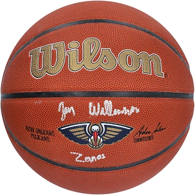 Zion Williamson New Orleans Pelicans Autographed Wilson Team Logo Basketball with "Zanos" Inscription