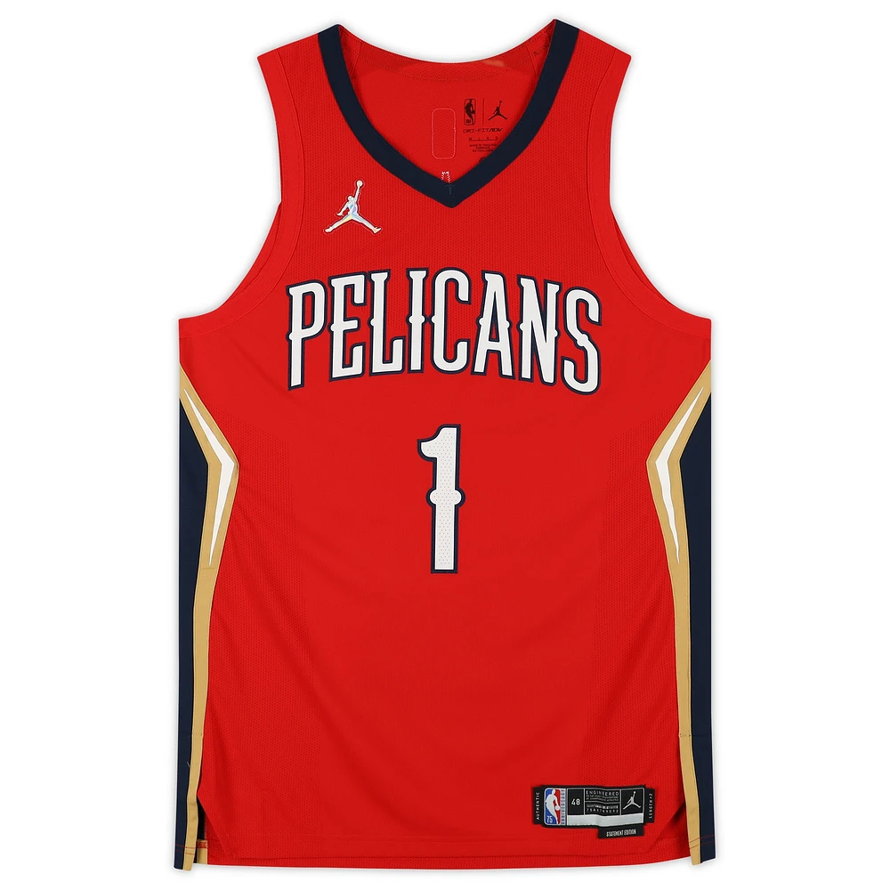 Zion Williamson Red New Orleans Pelicans Autographed Jordan Brand Authentic Jersey