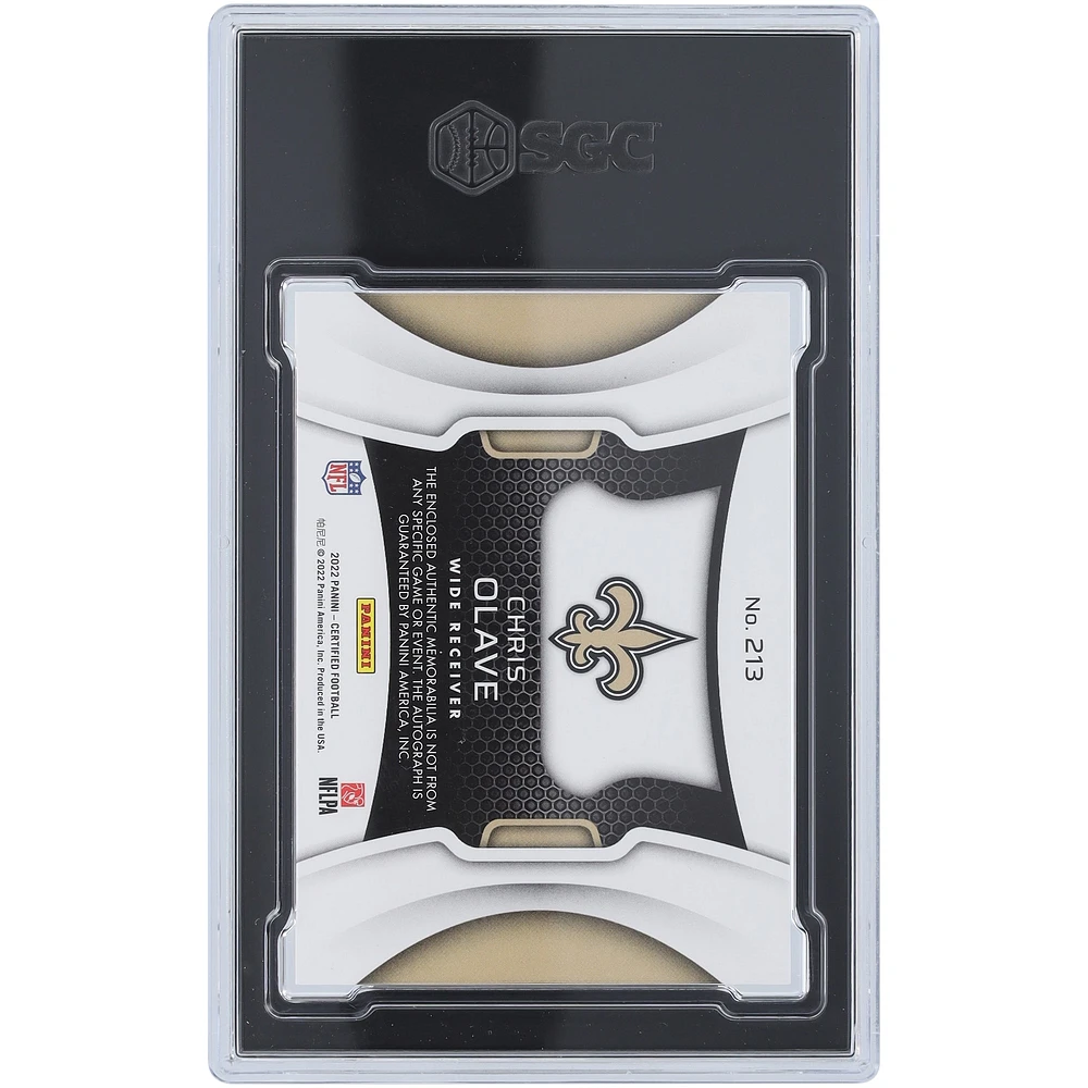 Chris Olave New Orleans Saints Autographed 2022 Panini Certified Nike Swoosh Relic #213 #2/2 SGC Authenticated 9.5/10 Rookie Card