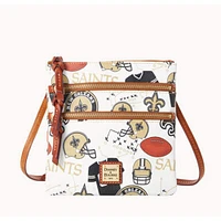 Dooney & Bourke Sac à main bandoulière à triple fermeture éclair New Orleans Saints Game Day