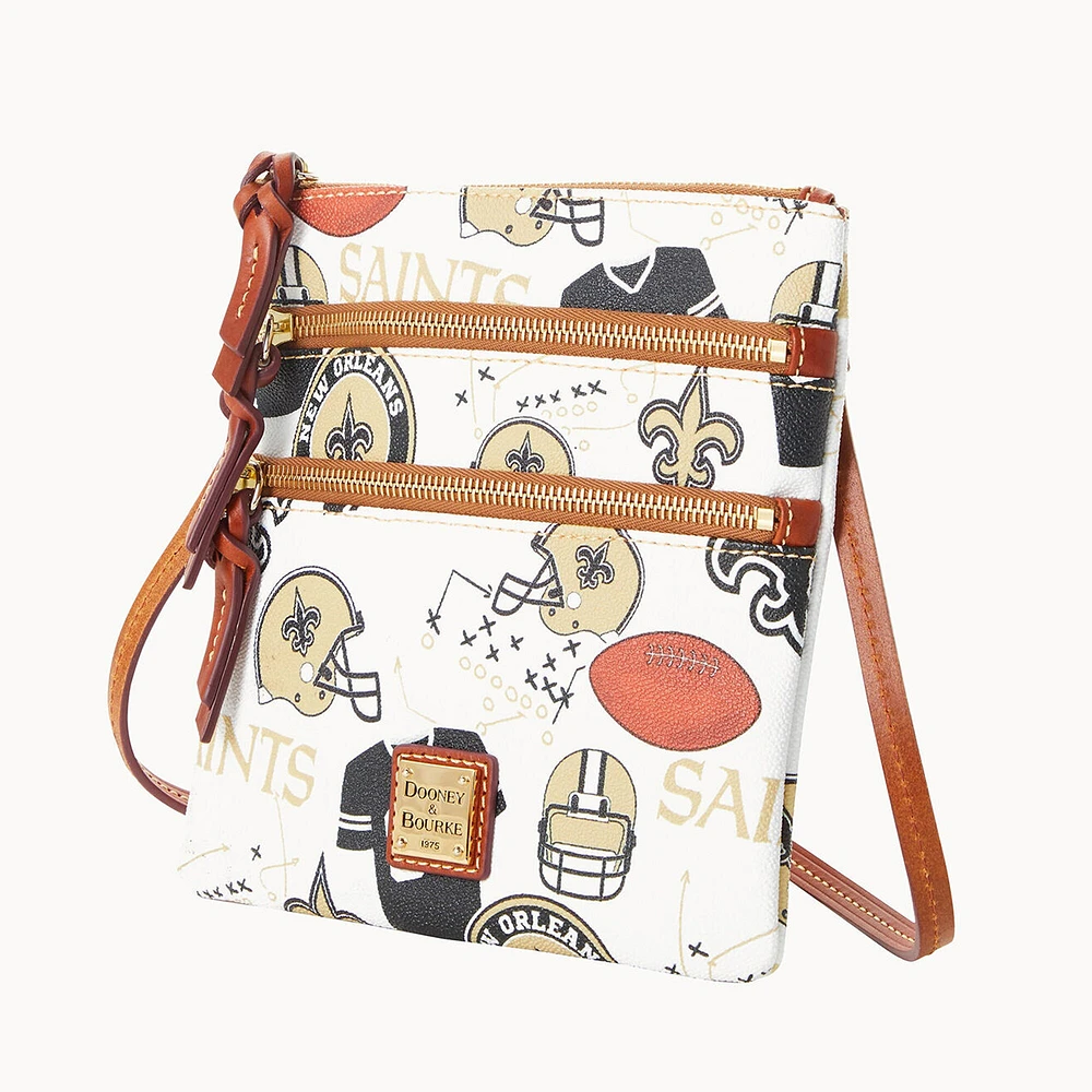 Dooney & Bourke Sac à main bandoulière à triple fermeture éclair New Orleans Saints Game Day