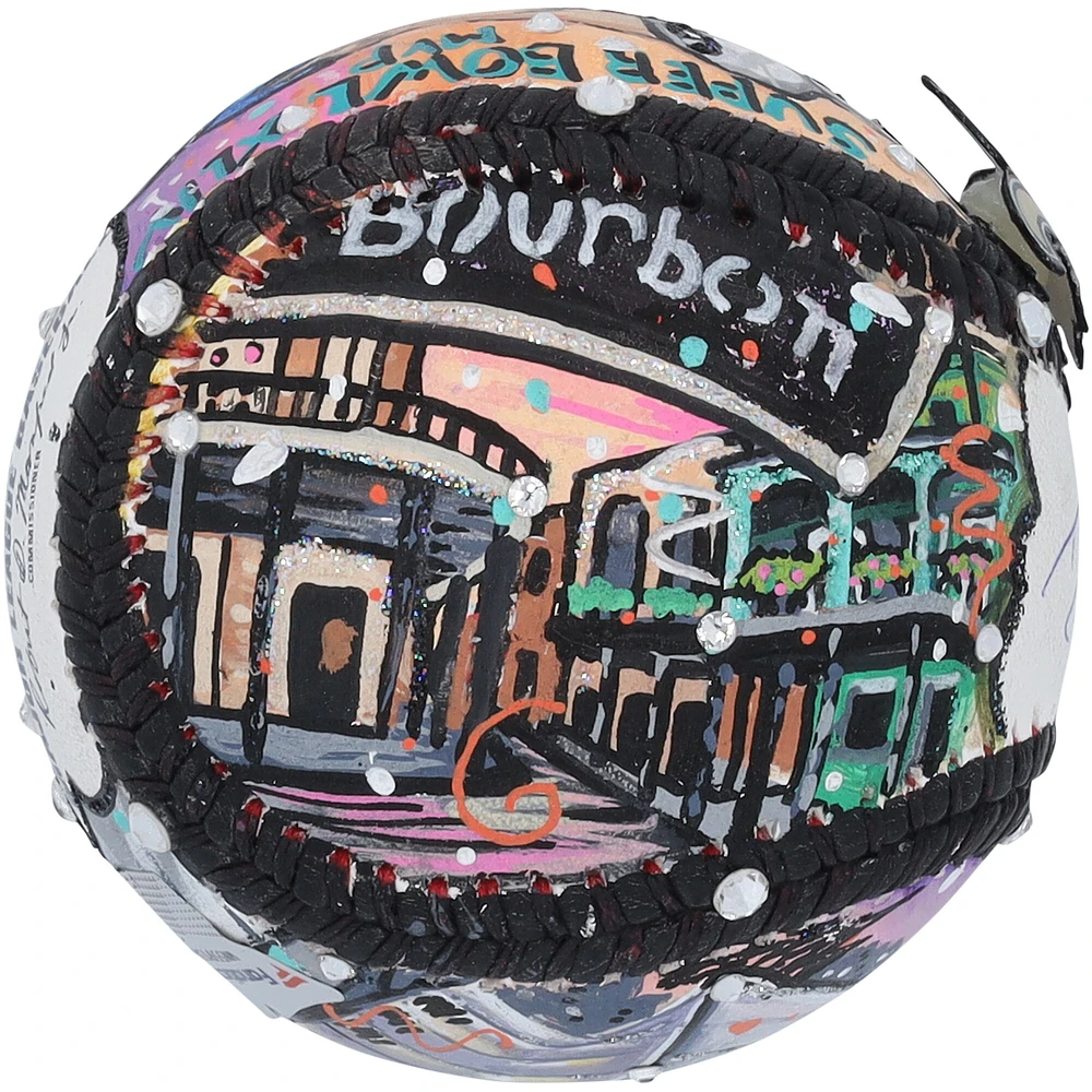 Ballon de baseball autographié par Drew Brees des New Orleans Saints - Illustration de Charles Fazzino - WN55913419