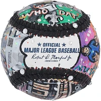 Ballon de baseball autographié par Drew Brees des New Orleans Saints - Illustration de Charles Fazzino - WN55913419