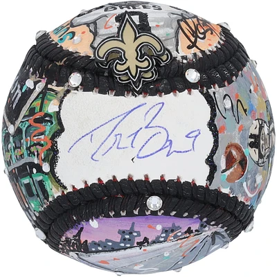 Ballon de baseball autographié par Drew Brees des New Orleans Saints - Illustration de Charles Fazzino - WN55913419