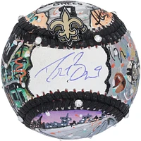 Ballon de baseball autographié par Drew Brees des New Orleans Saints - Illustration de Charles Fazzino - WN55913419