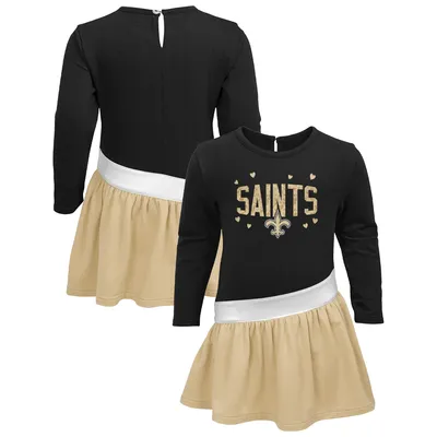New Orleans Saints Girls Infant Heart to Jersey Tri-Blend Dress - Black/Gold