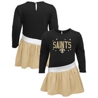 Girls Infant Black/Gold New Orleans Saints Heart to Jersey Tri-Blend Dress