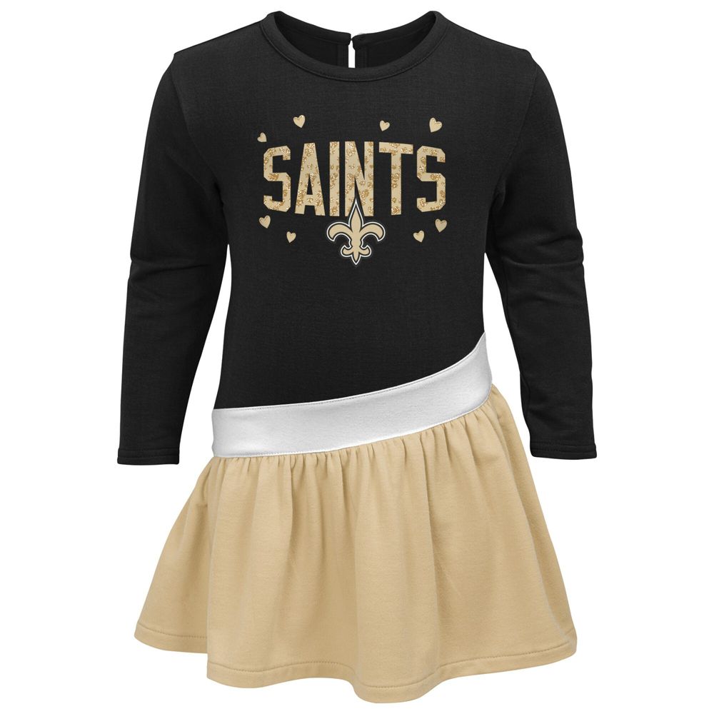 Outerstuff Girls Infant Black/Gold New Orleans Saints Heart to Jersey  Tri-Blend Dress