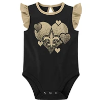 Lot de 2 bodys New Orleans Saints Spread the Love pour nouveau-nés et bébés noirs/dorés