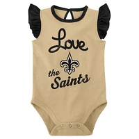 Lot de 2 bodys New Orleans Saints Spread the Love pour nouveau-nés et bébés noirs/dorés