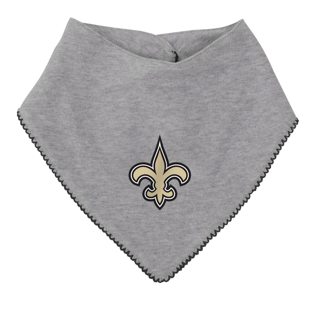 Girls Newborn & Infant Black/Heathered Gray New Orleans Saints All The Love Bodysuit Bib Booties Set