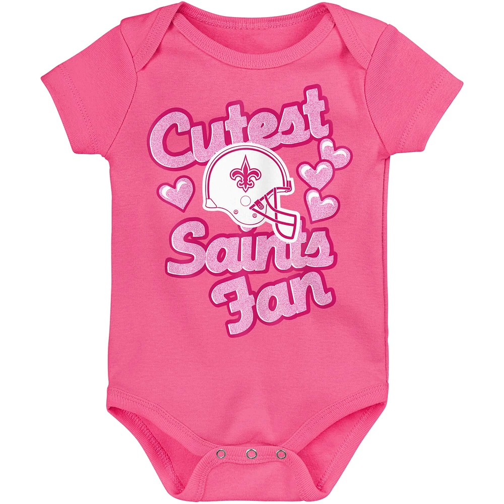 Girls Newborn & Infant Pink New Orleans Saints Cutest Fan Hearts Bodysuit