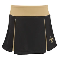 Ensemble deux pièces de pom-pom girl noir New Orleans Saints Spirit pour filles d'âge préscolaire avec bloomers