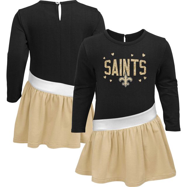 Robe tunique en jersey cœur à Saints de la Nouvelle-Orléans pour tout-petits filles noir/doré