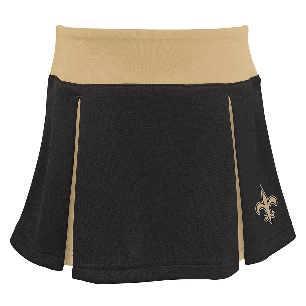 Ensemble de pom-pom girl deux pièces avec bloomers pour filles New Orleans Saints Spirit Cheer noir