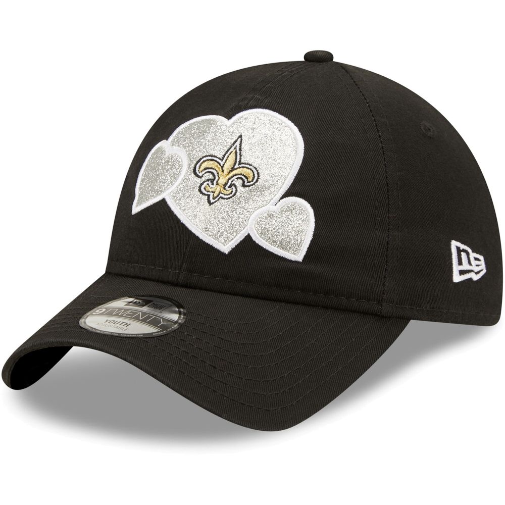 Girls Toddler New Era Black New Orleans Saints Hearts 9TWENTY Adjustable Hat