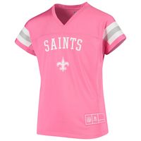 Lids Drew Brees New Orleans Saints Girls Youth Fashion Fan Gear V-Neck T- Shirt - Pink