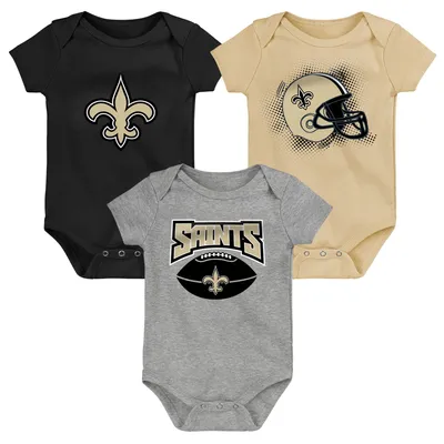 New Orleans Saints Infant 3-Pack Game On Bodysuit Set - Black/Gold/Heathered Gray