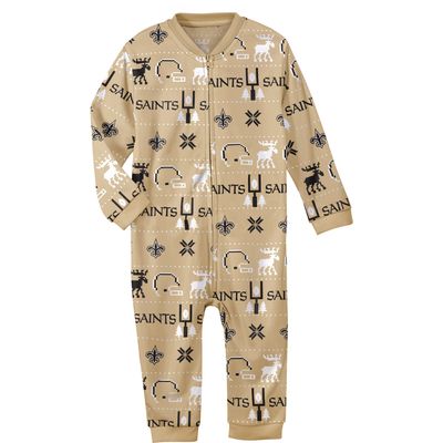 Infant Gold New Orleans Saints Allover Print - Full-Zip Jumper
