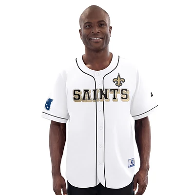 Men's Starter  White New Orleans Saints Relay Full-Button Baseball Jersey