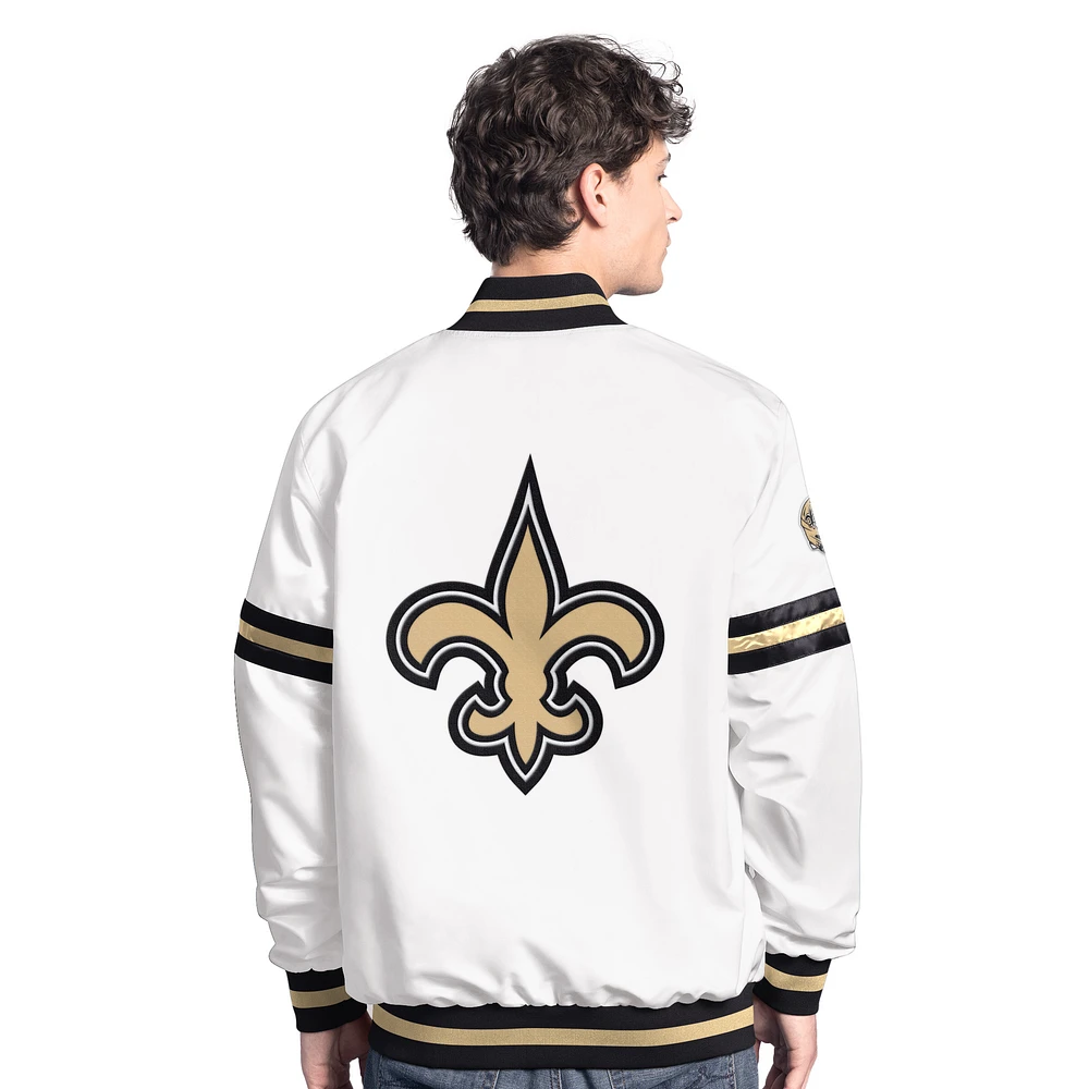 Men's Starter  White New Orleans Saints Scout Full-Snap Varsity Jacket