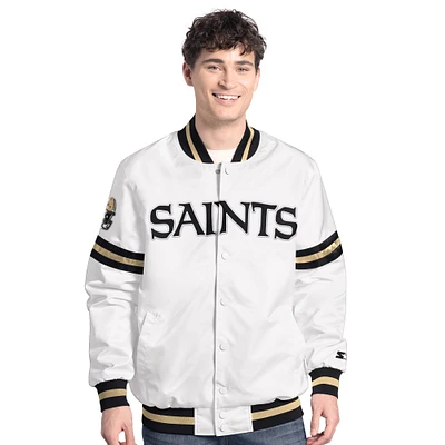 Men's Starter  White New Orleans Saints Scout Full-Snap Varsity Jacket