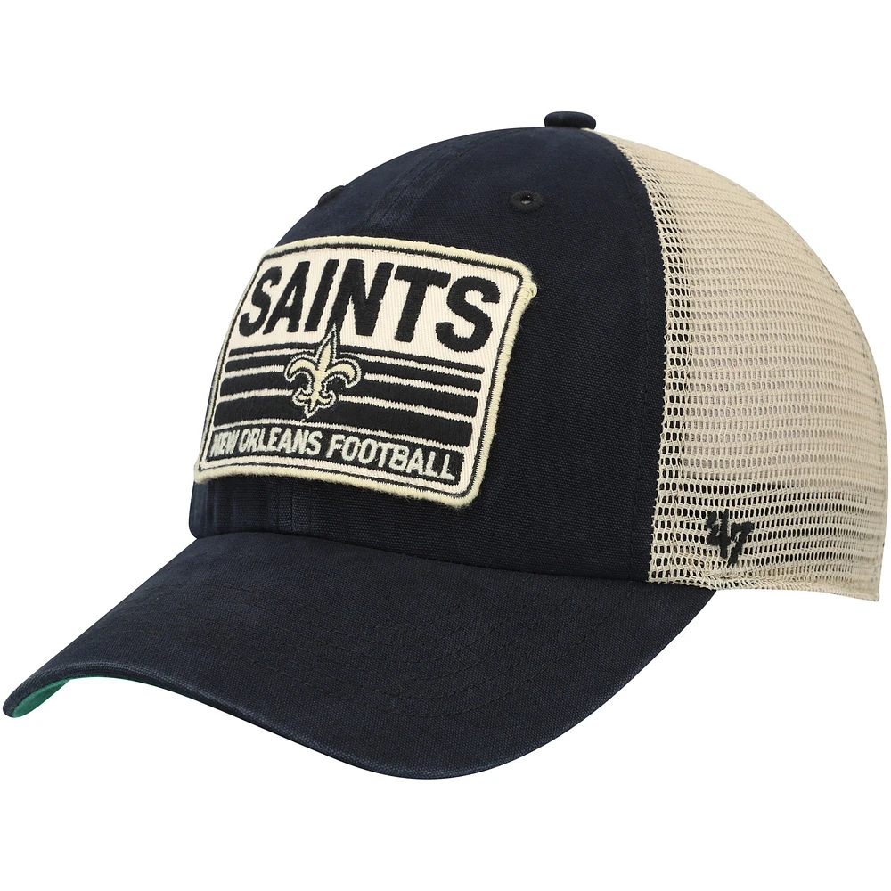 Men's '47 Black/Natural New Orleans Saints Four Stroke Clean Up Snapback Hat