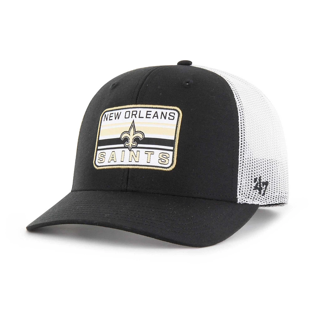 Casquette de camionneur réglable New Orleans Saints Drifter '47 noire/blanche pour homme