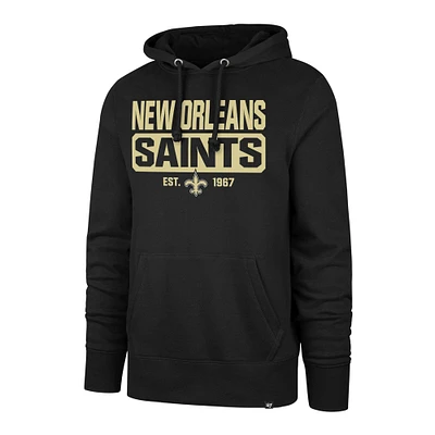 Men's '47 Black New Orleans Saints Box Out Headline Pullover Hoodie