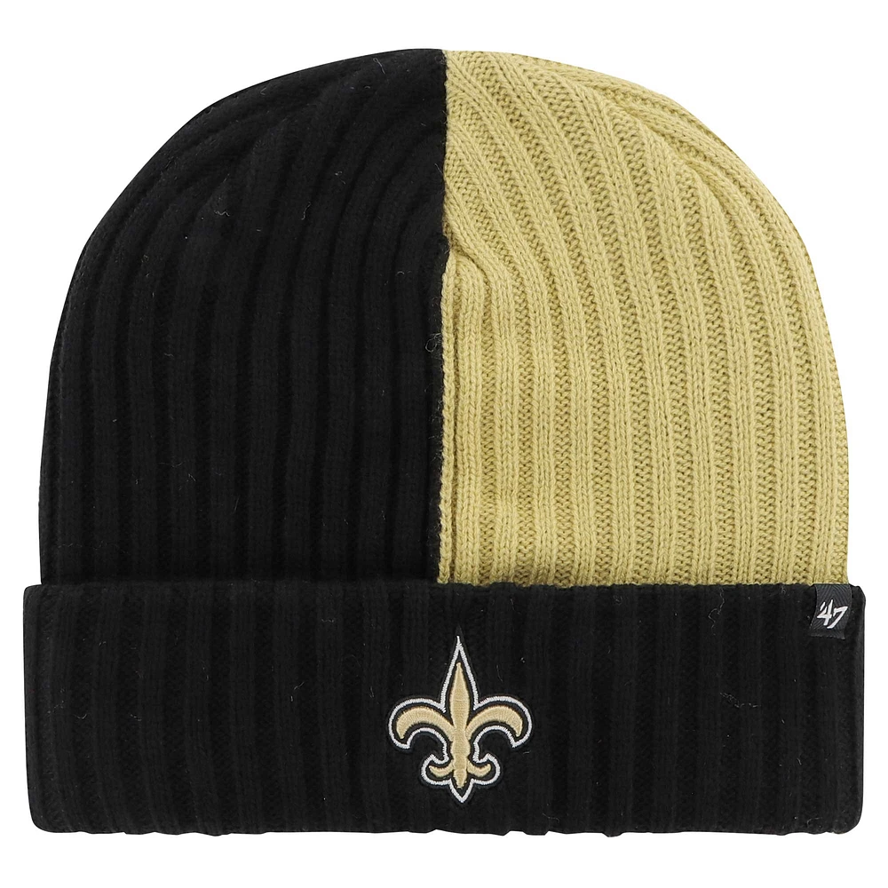 Bonnet en tricot à revers Fracture '47 New Orleans Saints noir pour hommes