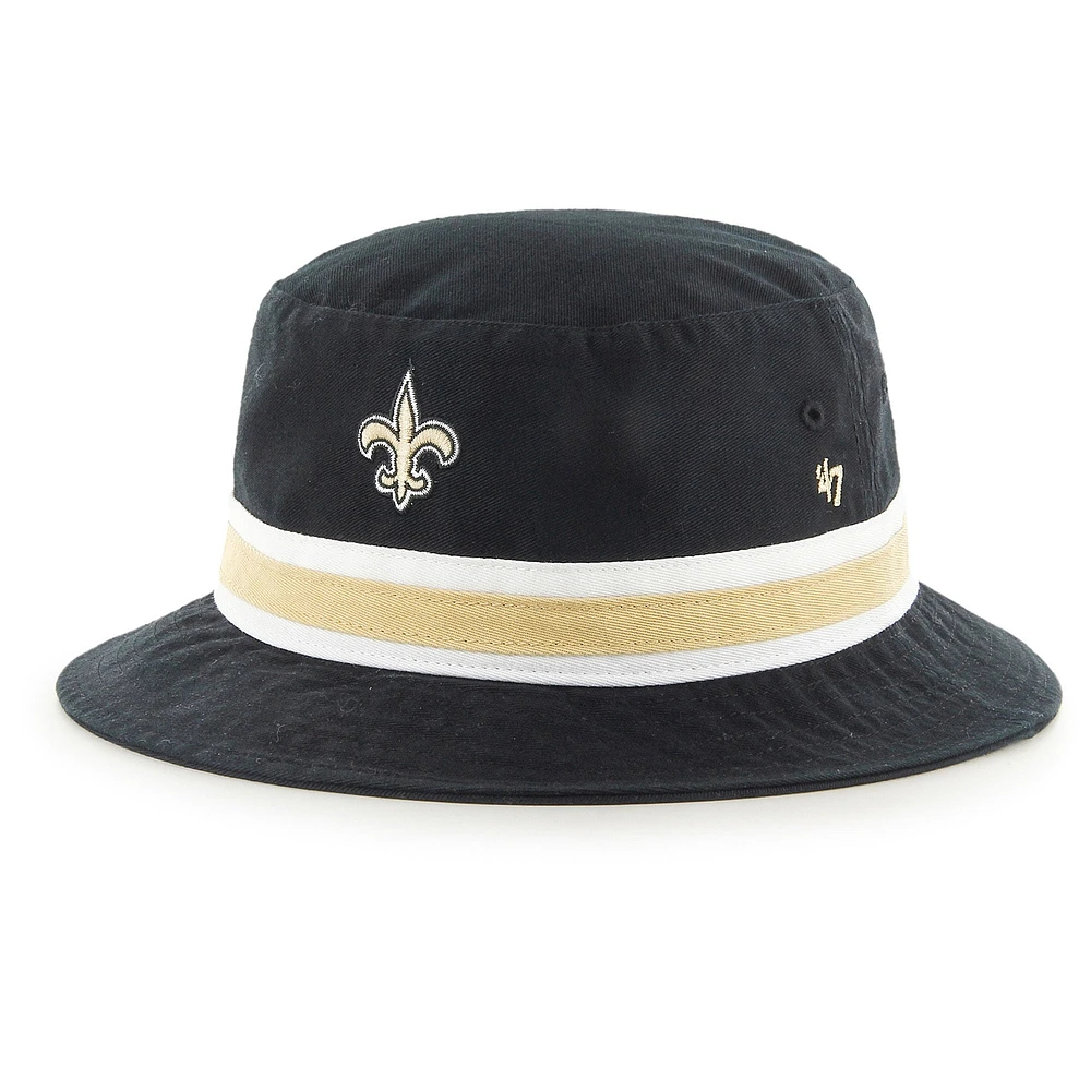 Chapeau bob à rayures noires New Orleans Saints '47 pour hommes