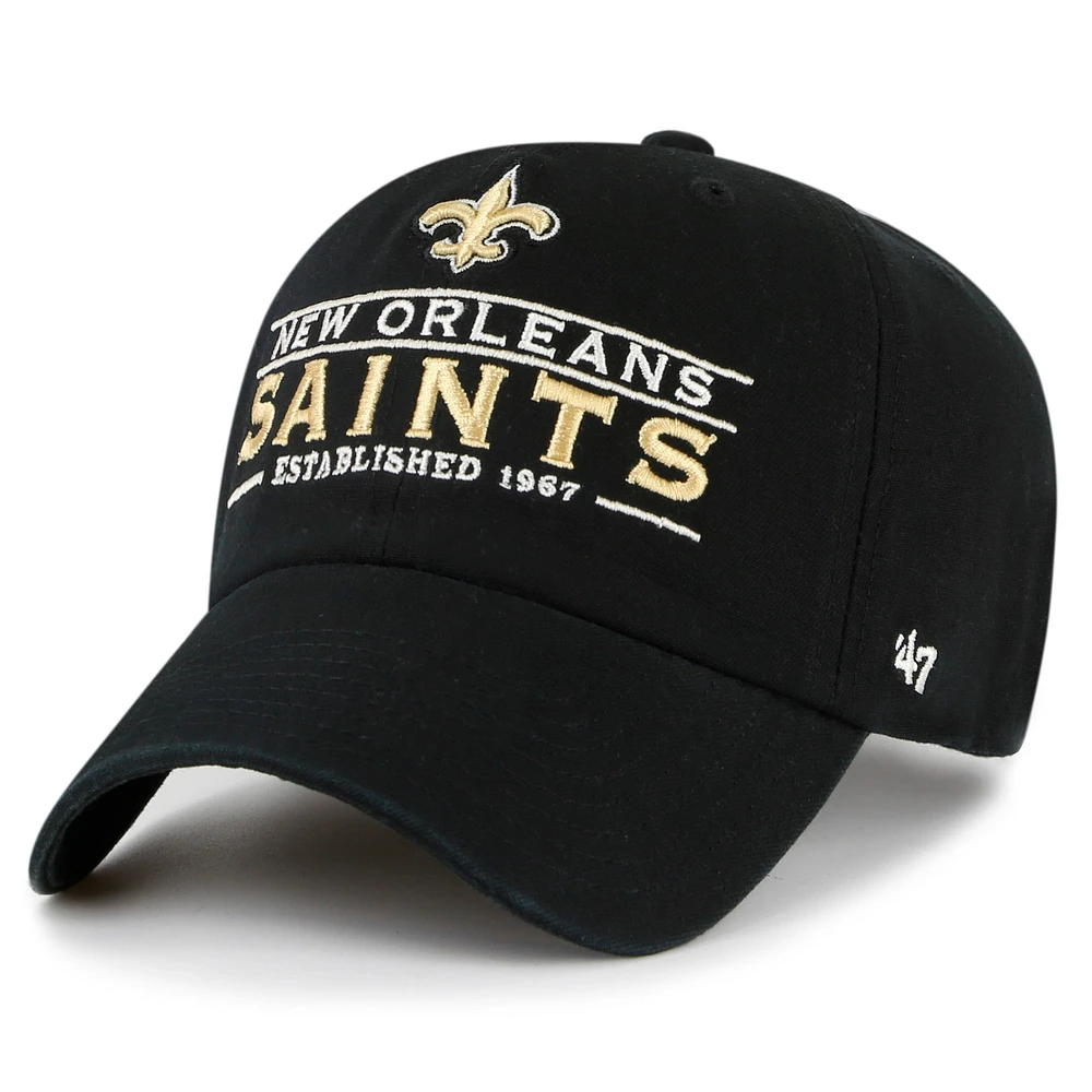 Men's '47  Black New Orleans Saints Vernon Clean Up Adjustable Hat