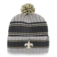 Bonnet en tricot à revers New Orleans Saints Rexford '47 Graphite/Noir pour homme avec pompon