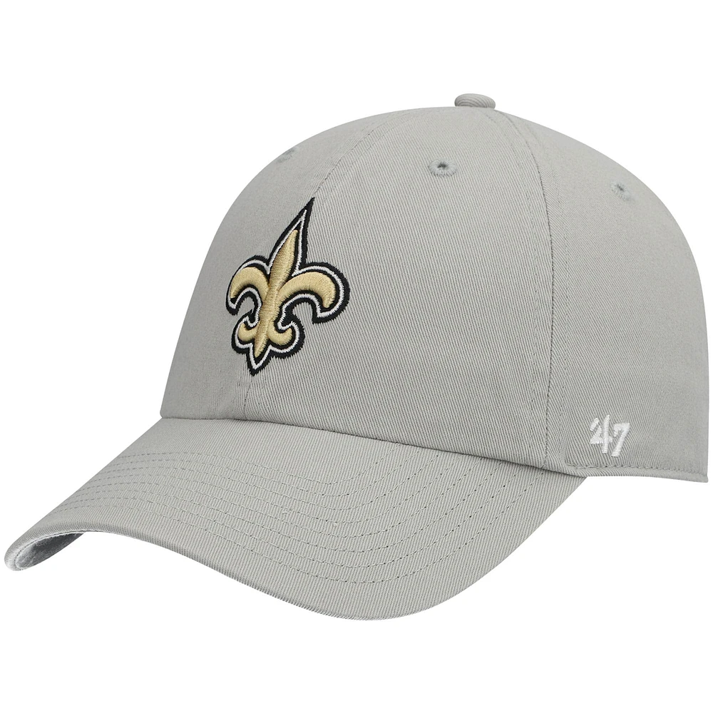 Men's '47 Gray New Orleans Saints Clean Up Adjustable Hat