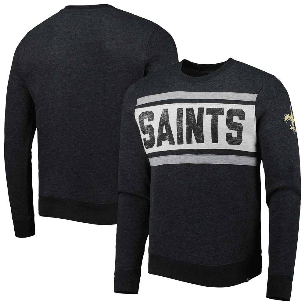 Men's '47 Heathered Black New Orleans Saints Bypass Tribeca Pullover Sweatshirt