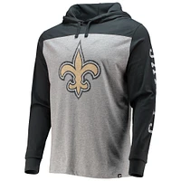 T-shirt à capuche manches longues Franklin Wooster New Orleans Saints '47 Heathered Grey/Black pour homme