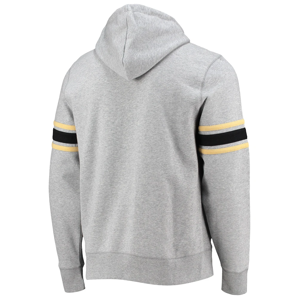 Sweat à capuche double bloc Throwback New Orleans Saints '47 gris chiné pour homme