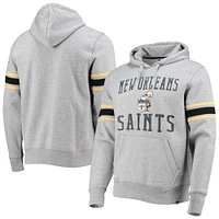 Sweat à capuche double bloc Throwback New Orleans Saints '47 gris chiné pour homme