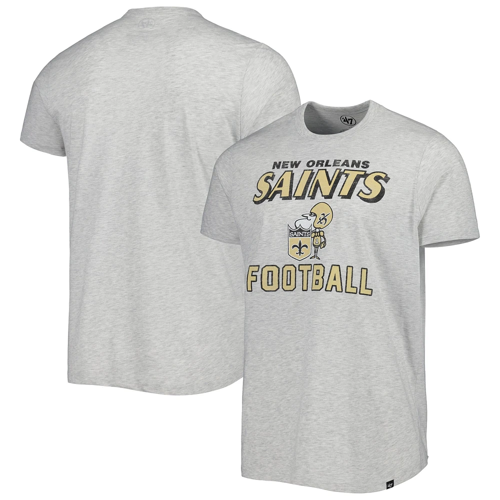 Men's '47 Heathered Gray New Orleans Saints Dozer Franklin Lightweight T-Shirt