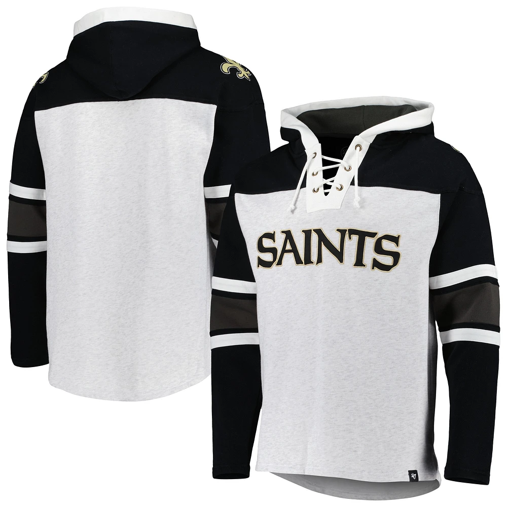 Chandail à capuchon lacets gris chiné pour hommes '47 New Orleans Saints Gridiron