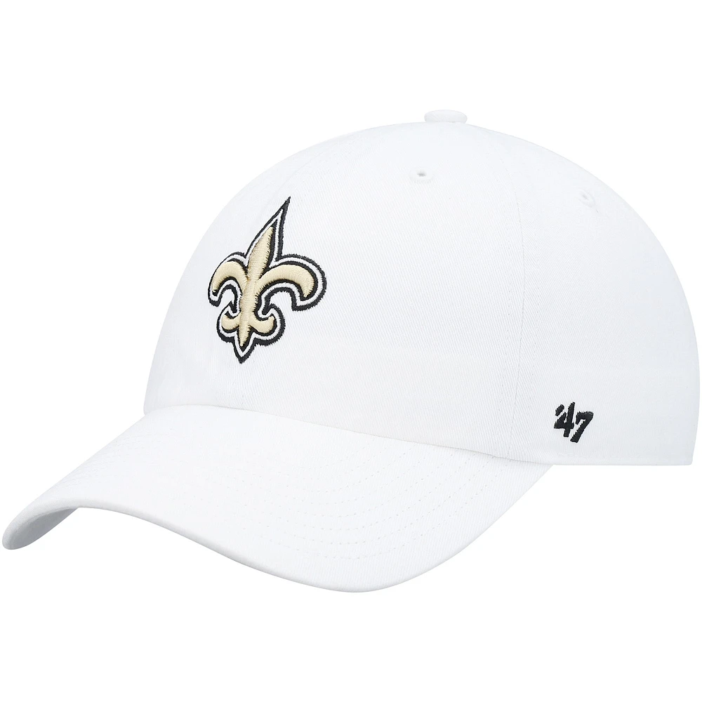 Casquette réglable Clean Up New Orleans Saints Logo '47 blanche pour homme