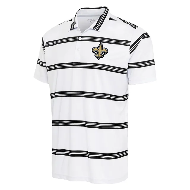 Antigua New Orleans Saints White Metallic Logo Affluent Big & Tall Polo