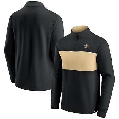 Veste zippée à quart de tour Block Party noire/dorée pour homme des New Orleans Saints