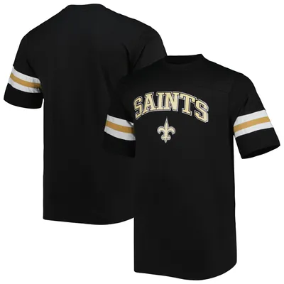 New Orleans Saints Big & Tall Arm Stripe T-Shirt - Black