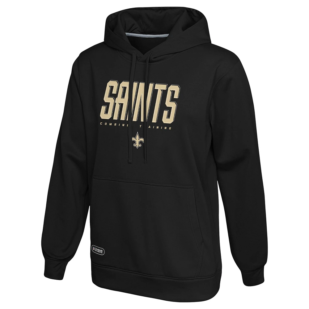 Men's Black New Orleans Saints Combine Authentic Pullover Hoodie